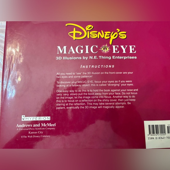 Vintage Disney's images Magic Eye large hardcover book & jacket nostalgic kids - Picture 4 of 4